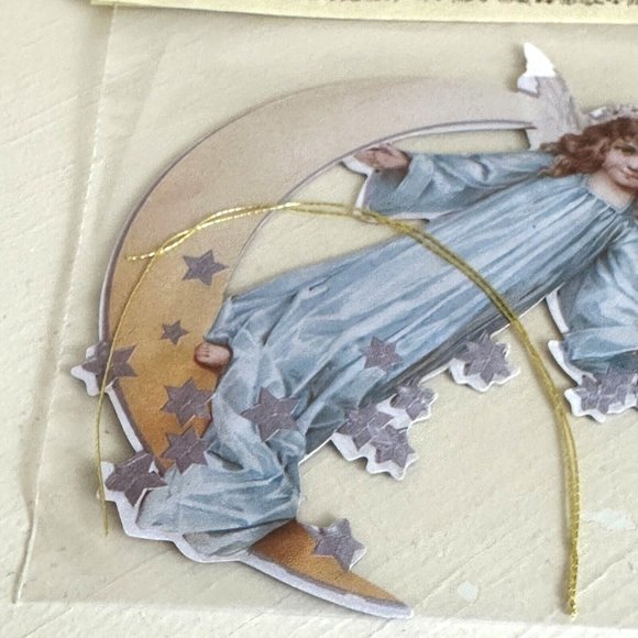 Vintage NOS Old Print Factory Victorian Die Cut Reversible Angels Christmas Deco - Picture 12 of 13